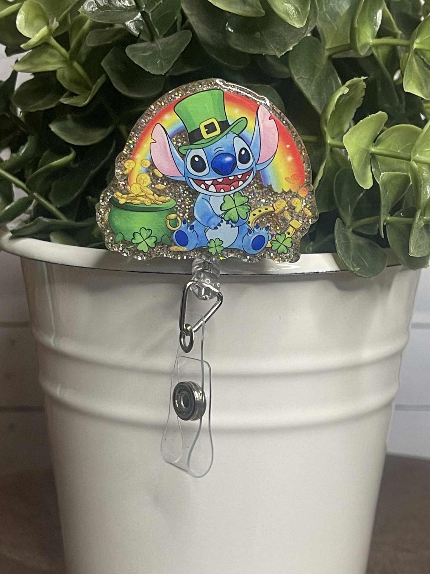 Stitch Rainbow Pot of Gold-Gold Glitter