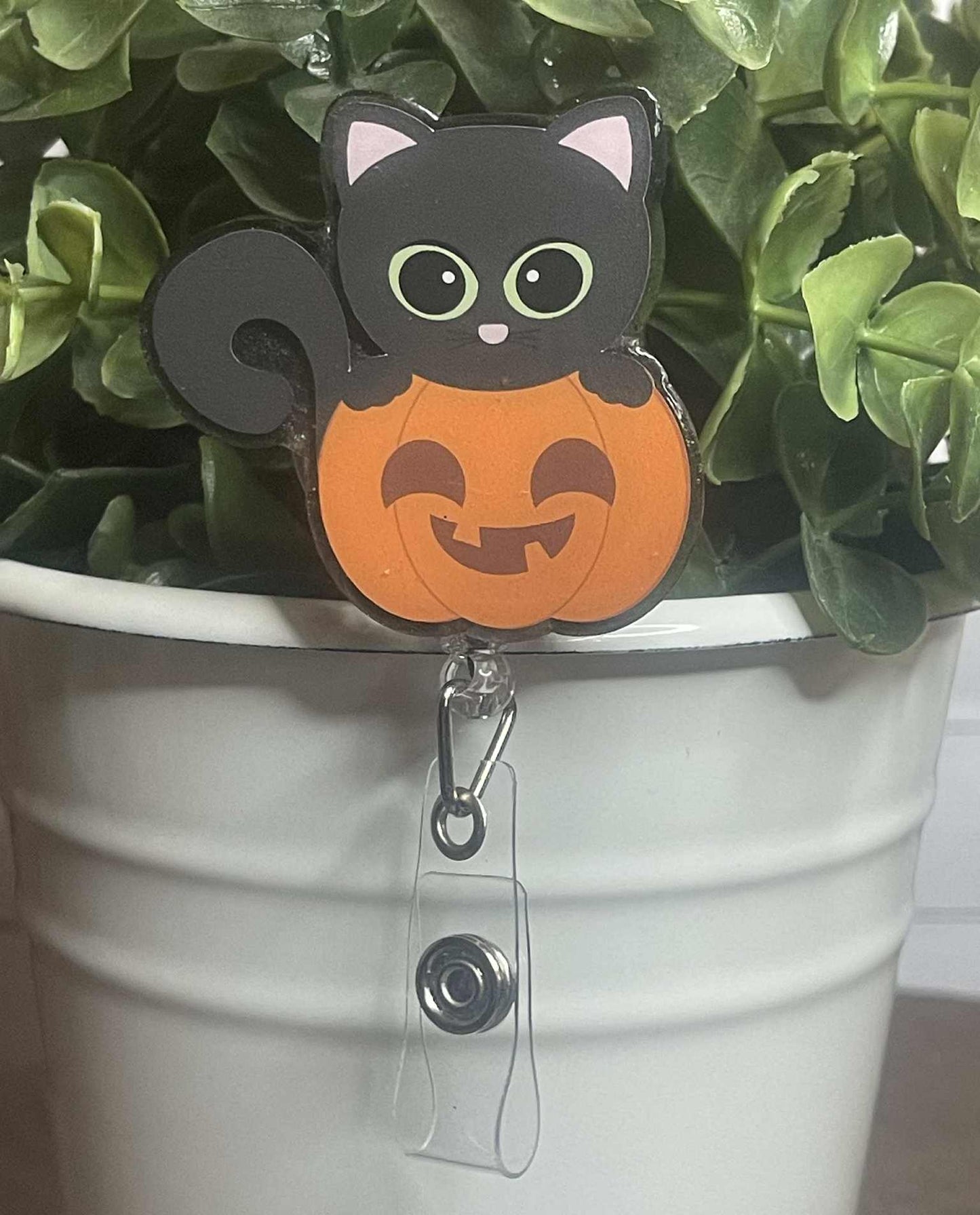 Black Cat with pumpkin -Black Mica