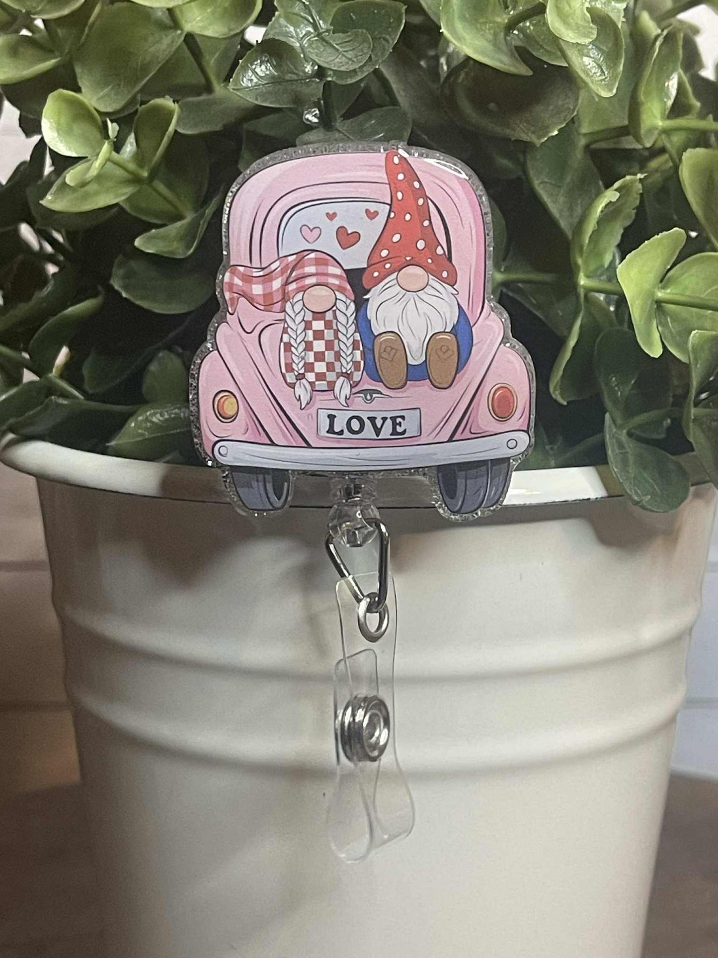 Valentine Gnome Truck-Silver Glitter