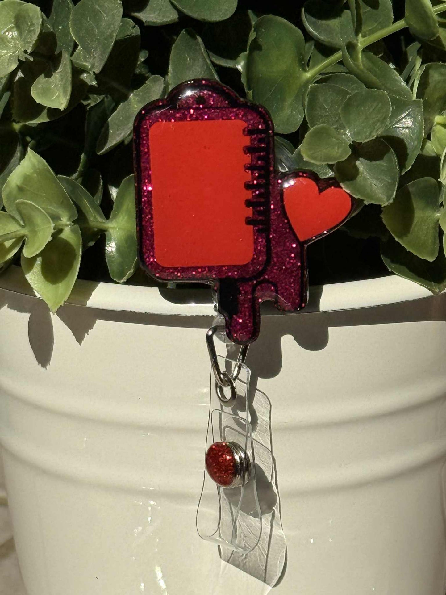 Blood IV with heart-Fuchsia glitter