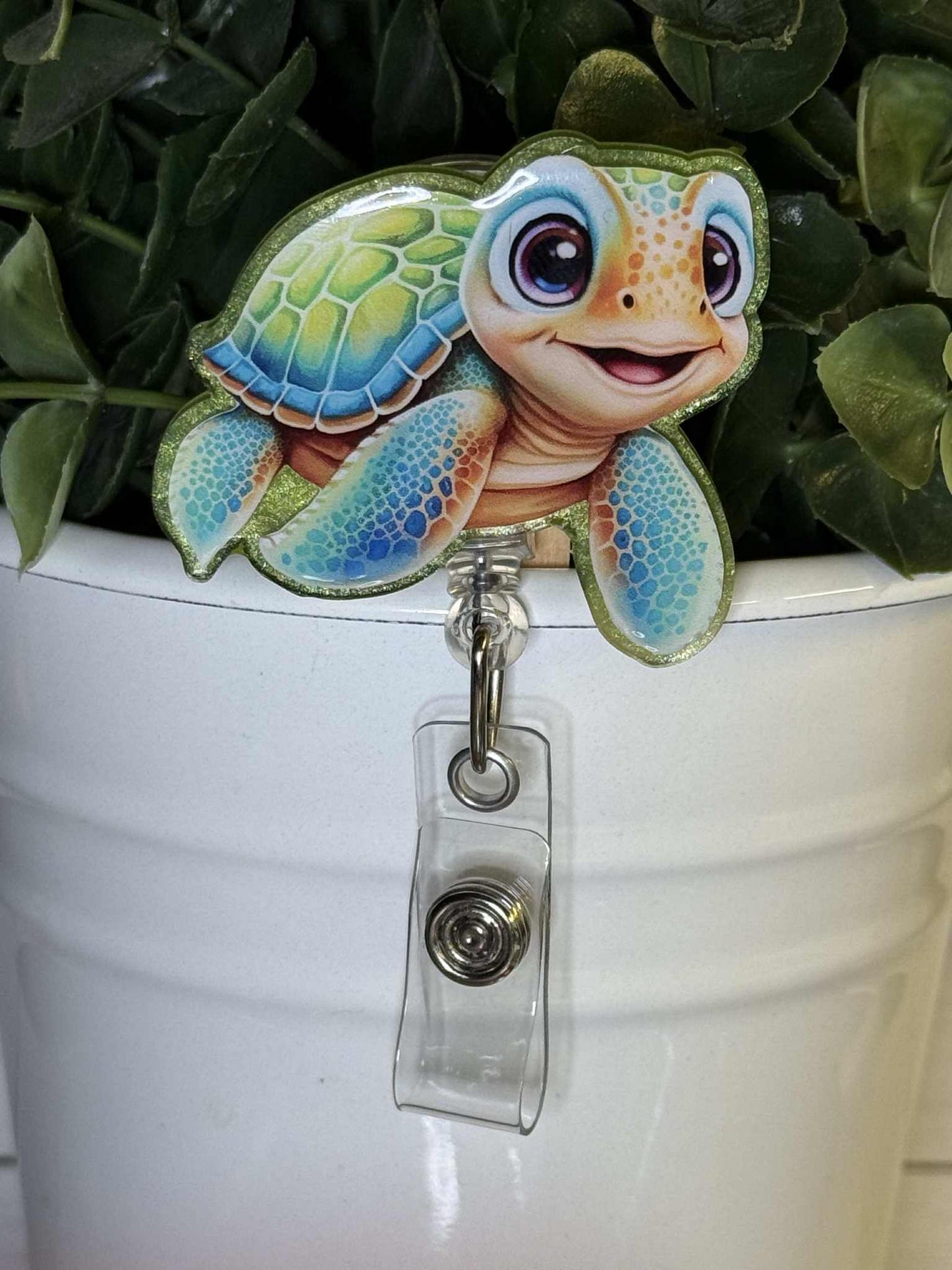 Boy Turtle-Lime Green Glitter