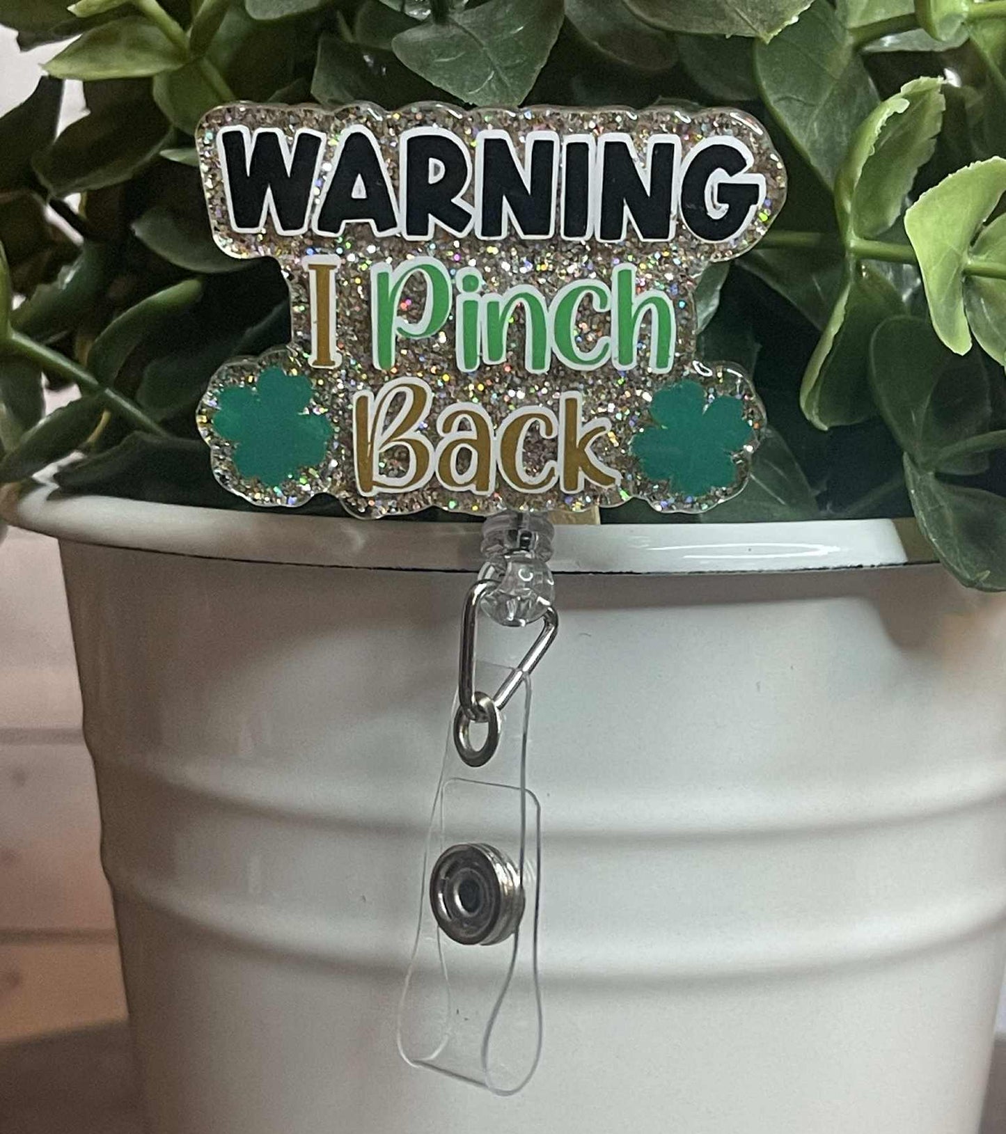 Warning: I Pinch Back-Gold Glitter