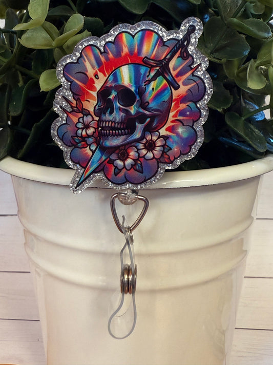 Colorful skeleton with dagger