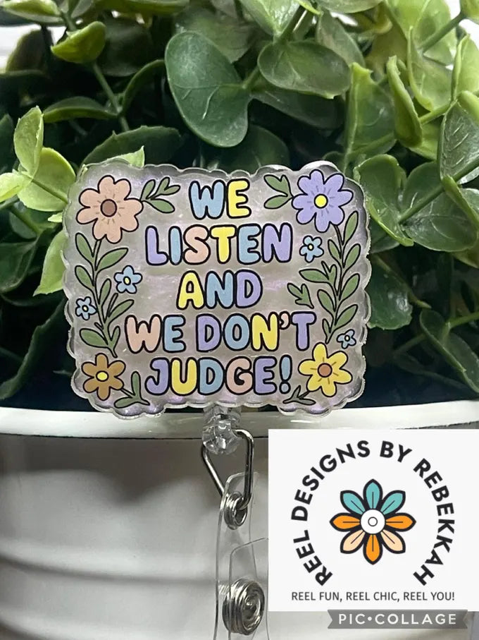 HAND DRAWN We listen and we don't judge-purple mica