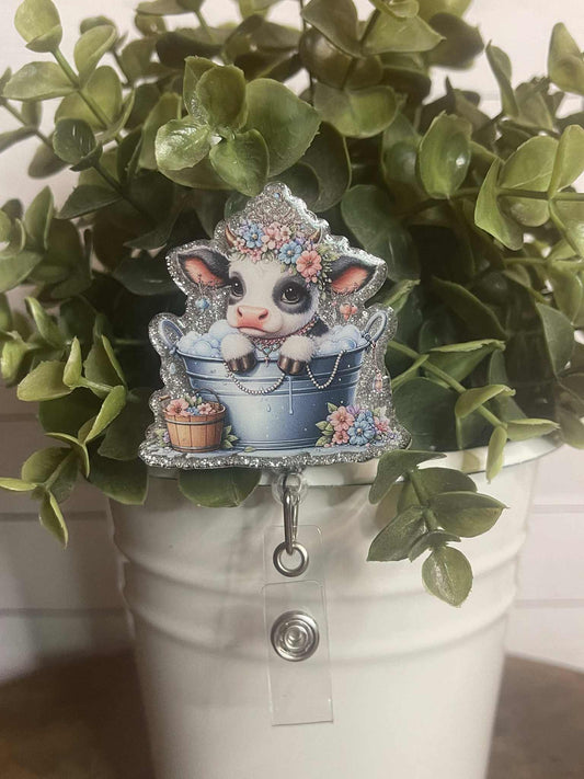 Cow in tub-Silver Glitter