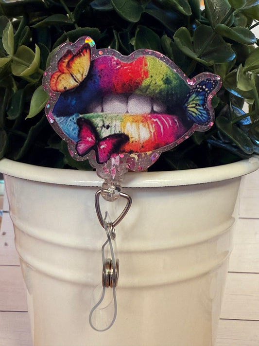 Colorful lips with butterflies