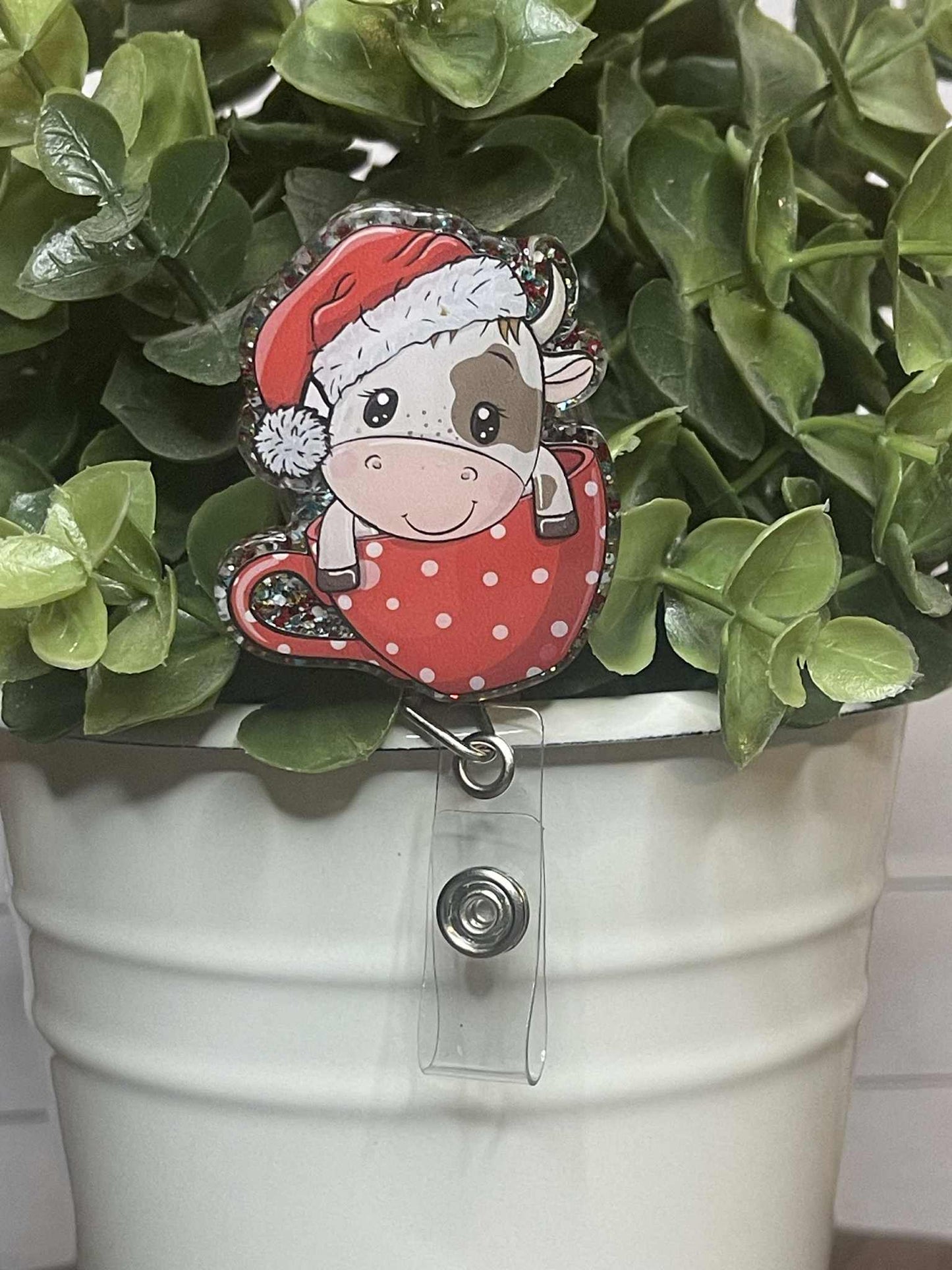 Xmas Cow in Cup-Xmas Glitter