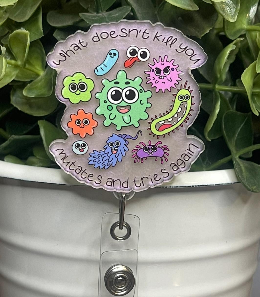 HAND DRAWN What doesn't kill you mutates and tries again-purple mica